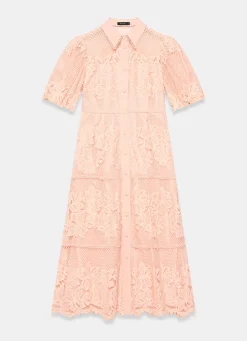 Best Pink Lace Midi Shirt Dress Occasion Dresses|Occasion Dresses