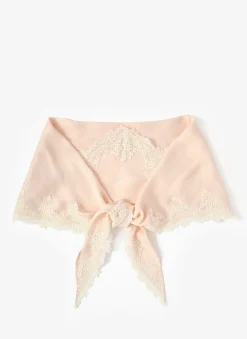 Pink Lace Trim Scarf Scarves
