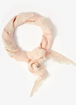 Pink Lace Trim Scarf Scarves