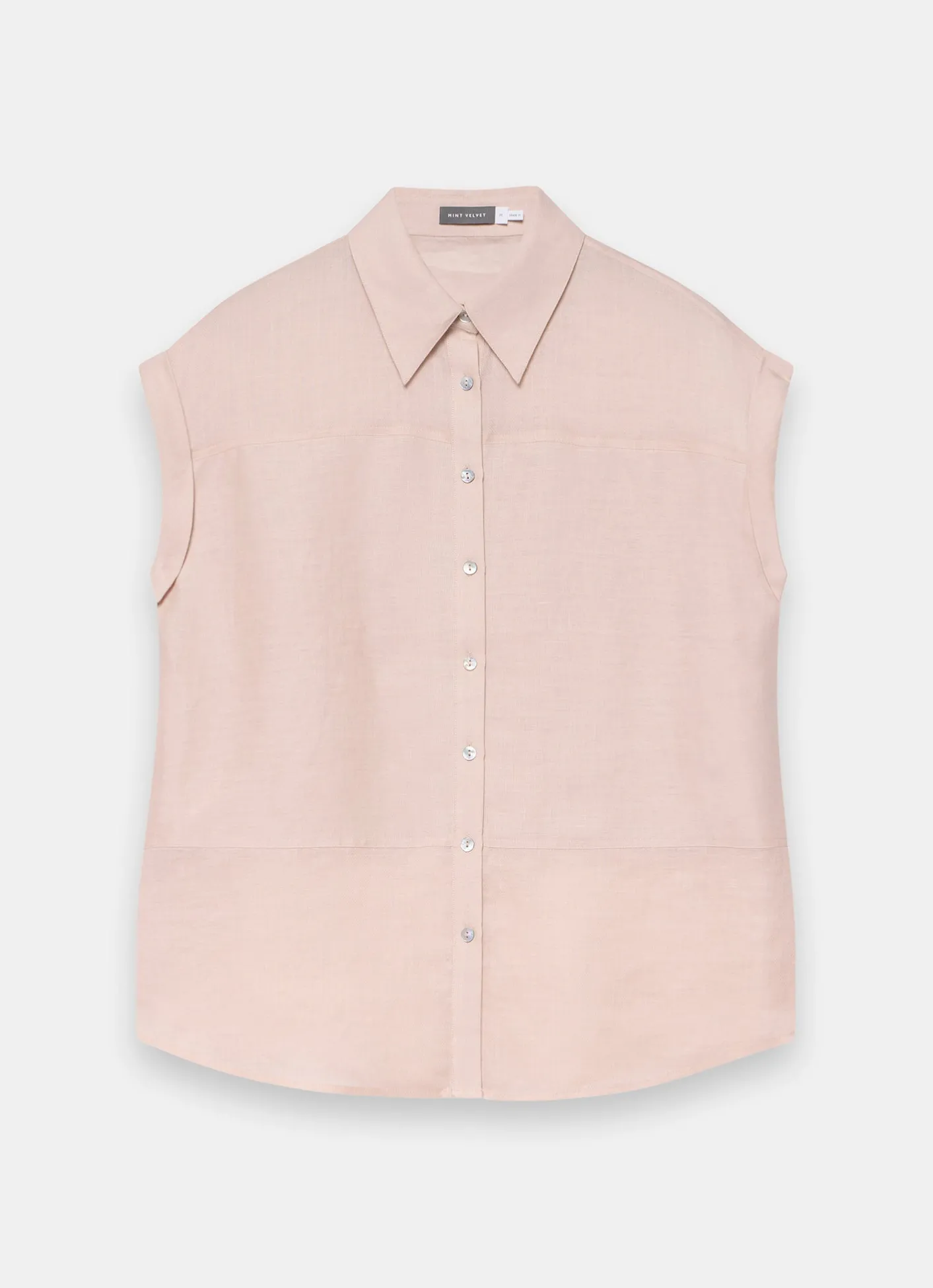 New Pink Linen Blend Sheer Panel Shirt Shirts & Blouses|All Tops