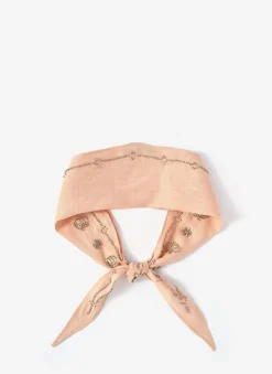 Discount Pink Linen Embellished Neck Scarf Scarves