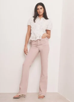 Online Pink Patch Pocket Flared Jeans Jeans|Flared Jeans
