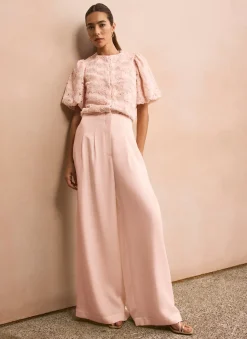 Sale Pink Pleat Detail Wide Leg Trousers Mv Limited|Wide Leg Trousers