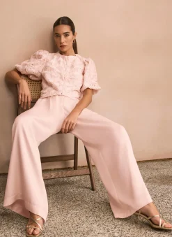 Sale Pink Pleat Detail Wide Leg Trousers Mv Limited|Wide Leg Trousers