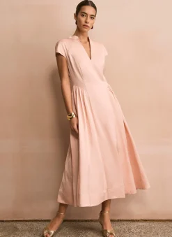 Pink Ruched Detail Midi Dress Occasion Dresses|Occasion Dresses