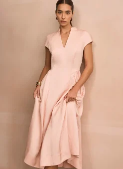 Pink Ruched Detail Midi Dress Occasion Dresses|Occasion Dresses