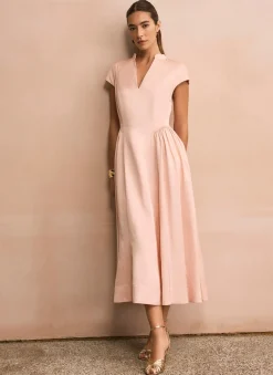 Pink Ruched Detail Midi Dress Occasion Dresses|Occasion Dresses