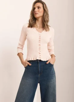 Online Pink Ruffle Detail Cardigan Cardigans|Jumpers & Cardigans