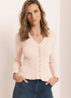 Online Pink Ruffle Detail Cardigan Cardigans|Jumpers & Cardigans