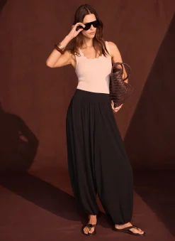 Sale Pink Scallop Trim Vest Top T-Shirts|T-Shirts