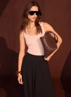 Sale Pink Scallop Trim Vest Top T-Shirts|T-Shirts