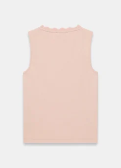 Sale Pink Scallop Trim Vest Top T-Shirts|T-Shirts