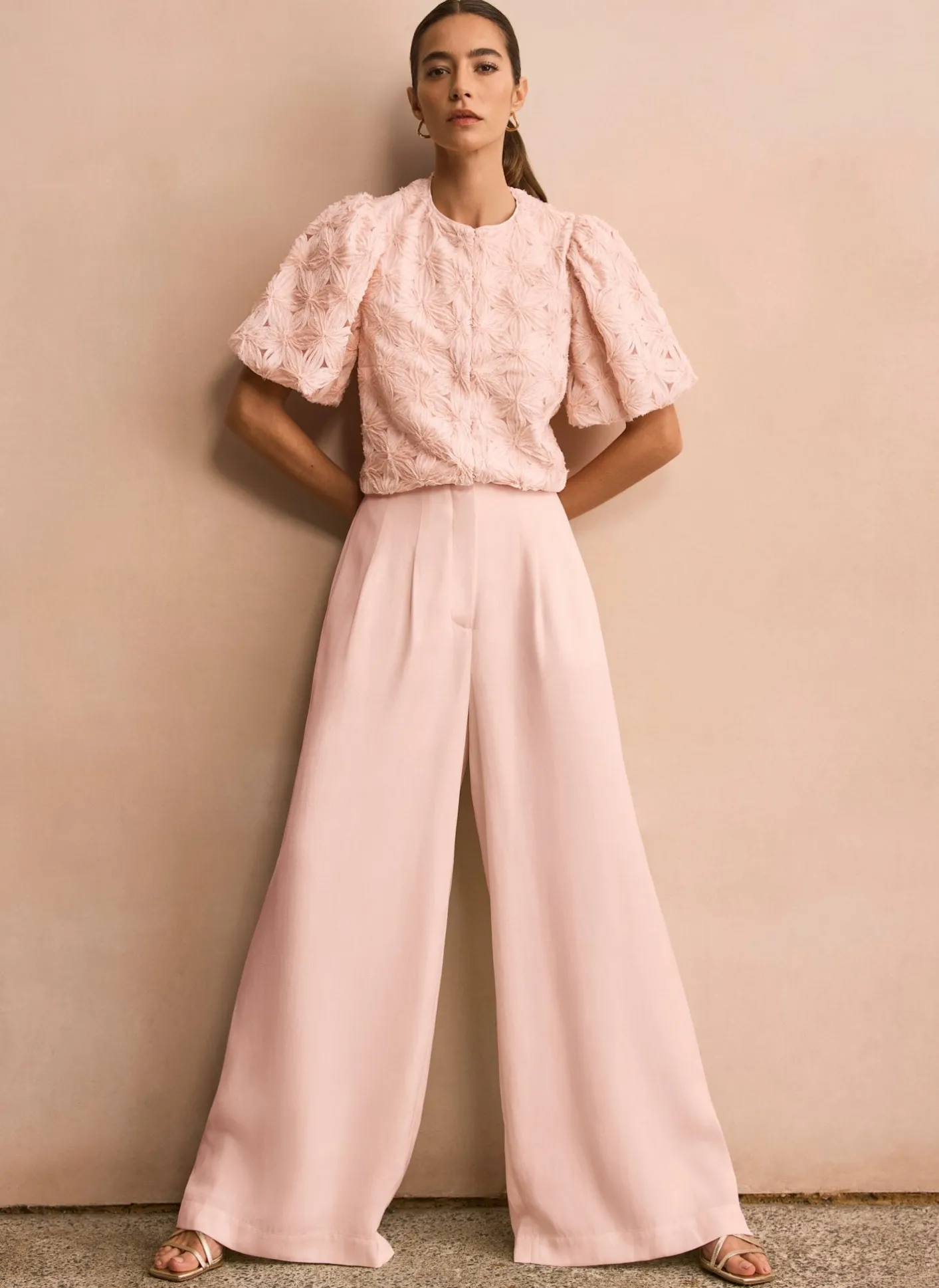 New Pink Textured Puff Sleeve Blouse Mv Limited|Shirts & Blouses