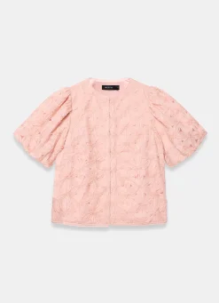 New Pink Textured Puff Sleeve Blouse Mv Limited|Shirts & Blouses