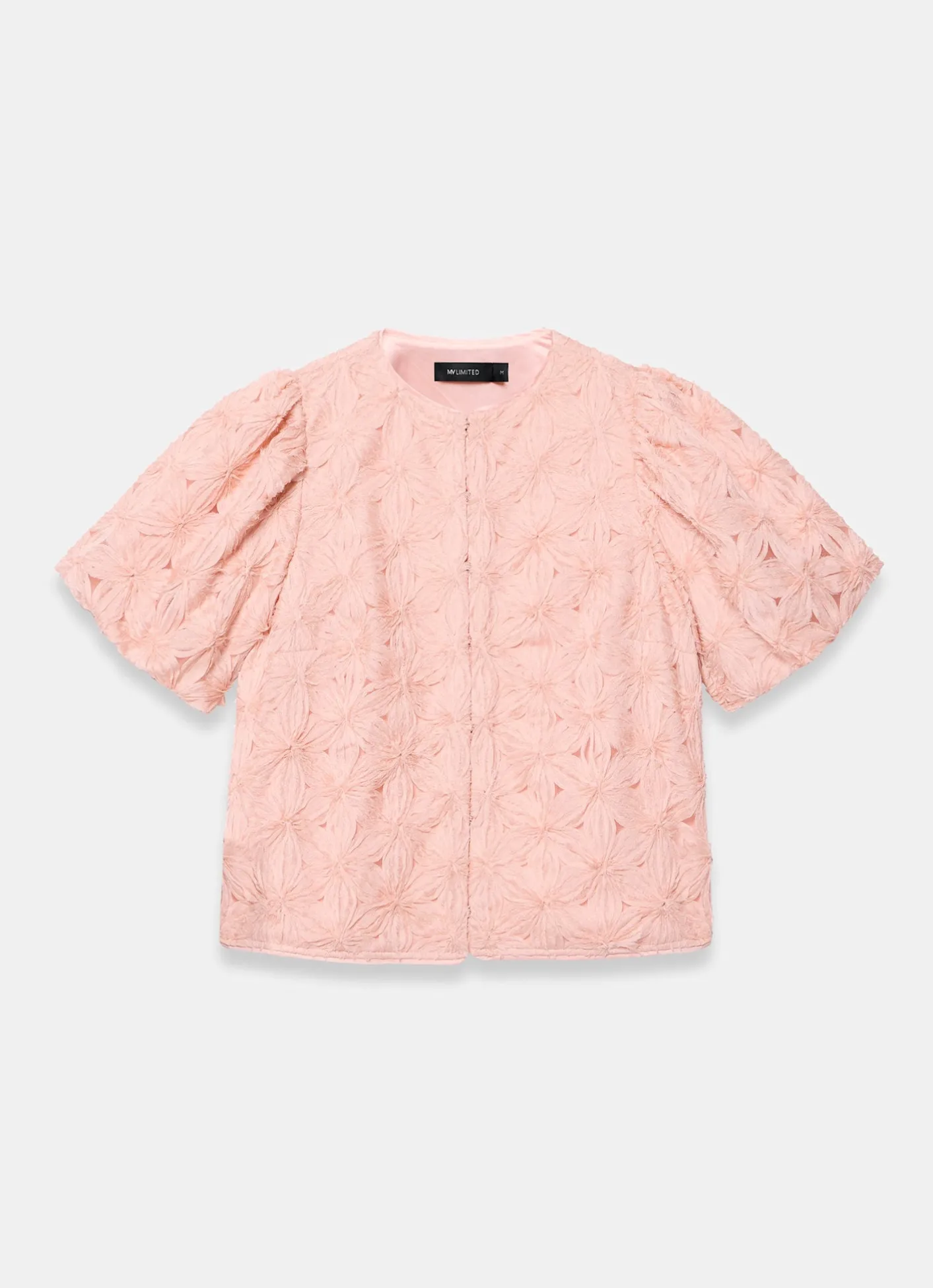 New Pink Textured Puff Sleeve Blouse Mv Limited|Shirts & Blouses