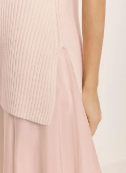 New Pink Wool Blend Longline Knit Top Knitted Tops|Knitted Tops