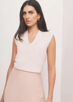 Best Pink Wool Blend Sleeveless Knit Top Knitted Tops|Knitted Tops