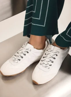 Clearance Rach White Suede Detail Trainers Sneakers