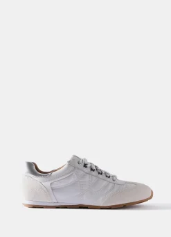 Clearance Rach White Suede Detail Trainers Sneakers