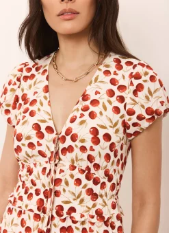 New Cherry Print Midi Dress Summer Dresses|Midi Dresses