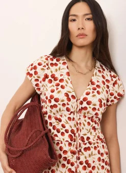 New Cherry Print Midi Dress Summer Dresses|Midi Dresses