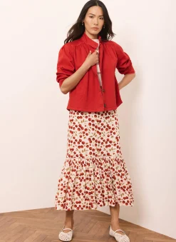 Hot Cherry Print Skirt Midi Skirts|Skirts