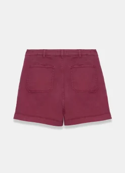Hot Red Cotton Blend Pleated Chino Shorts Shorts|Trousers