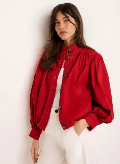 Discount Cotton Blend Puff Sleeve Jacket Jackets