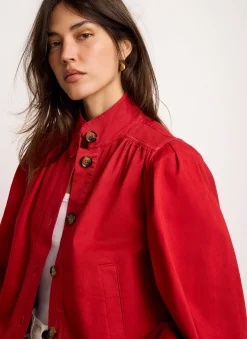 Discount Cotton Blend Puff Sleeve Jacket Jackets