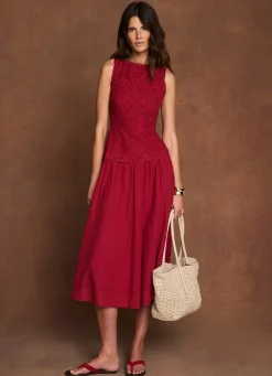 Outlet Cotton Broderie Midi Dress Summer Dresses|Midi Dresses