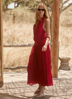 Drop Waist Crinkle Midi Skirt Midi Skirts|Skirts
