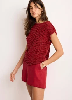 Embellished Crochet Knit Top Knitted Tops|Knitted Tops
