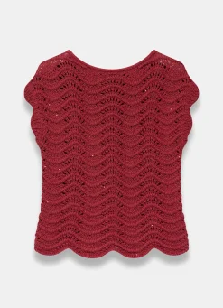 Embellished Crochet Knit Top Knitted Tops|Knitted Tops