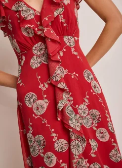Outlet Floral Print Ruffle Midi Dress Midi Dresses|Printed Dresses
