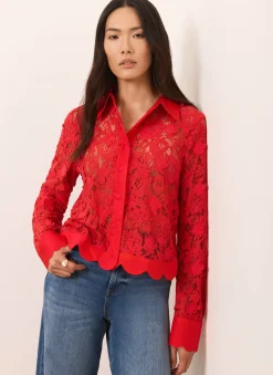 Online Lace Cropped Shirt Shirts & Blouses