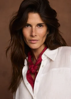 Sale Linen Embellished Neck Scarf Scarves