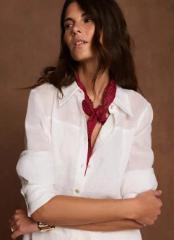 Sale Linen Embellished Neck Scarf Scarves