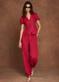 Hot Linen Peplum Top All Tops|Tops
