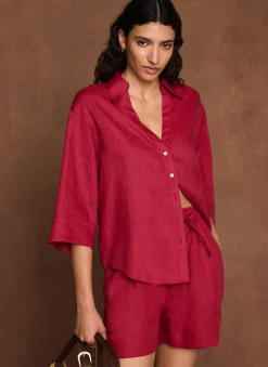 Outlet Linen Short Sleeve Resort Shirt Shirts & Blouses