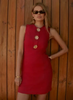 Sale Linen Sunray Button Mini Dress Summer Dresses|Mini Dresses
