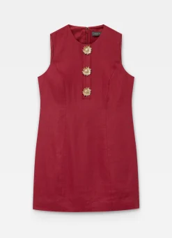Sale Linen Sunray Button Mini Dress Summer Dresses|Mini Dresses