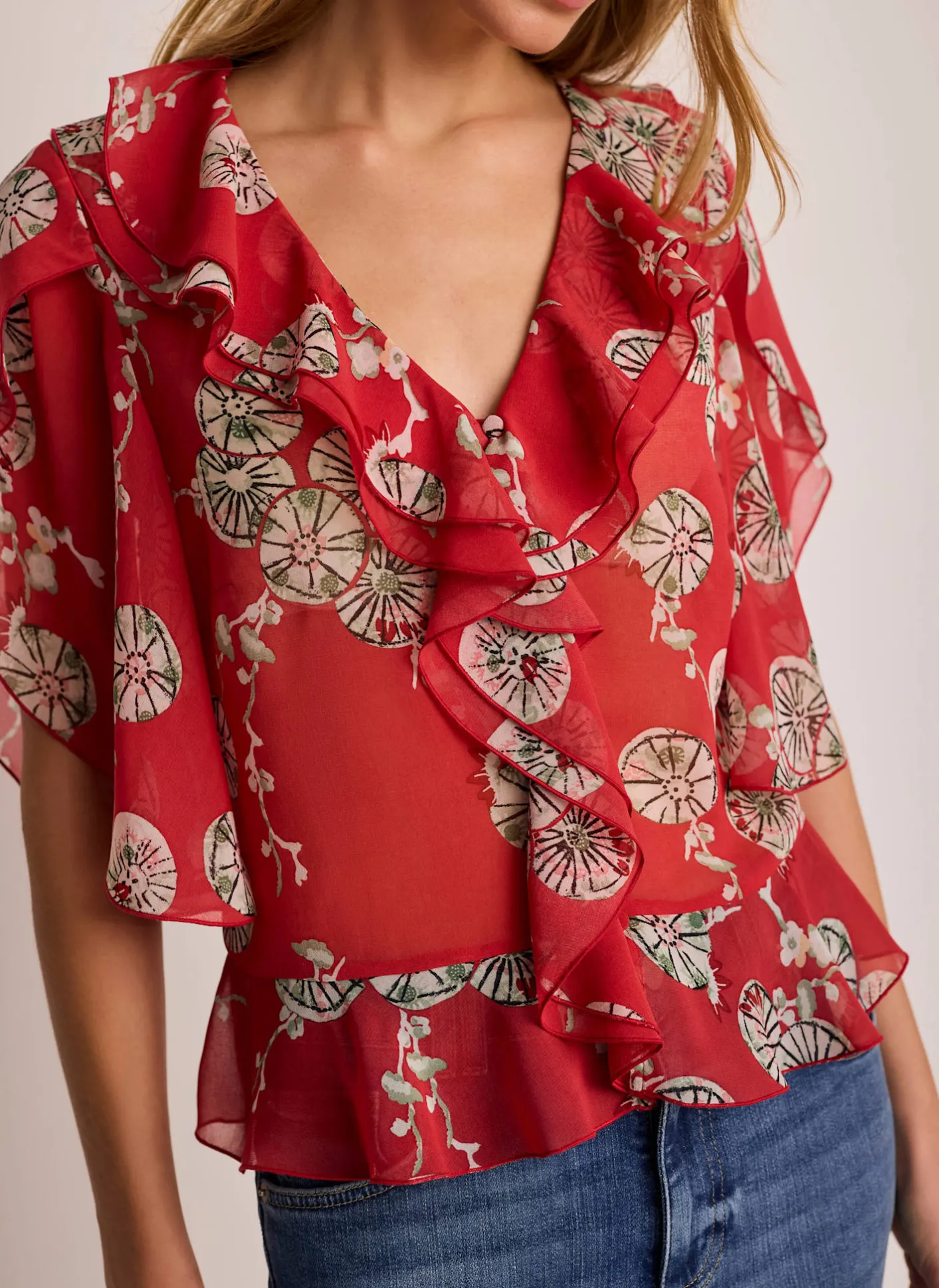 Discount Printed Ruffle Blouse All Tops|Tops