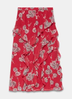 Outlet Printed Ruffle Maxi Skirt Maxi Skirts|Skirts