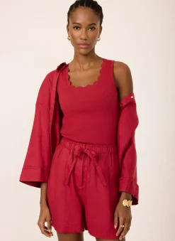 Clearance Scallop Trim Vest Top T-Shirts|T-Shirts