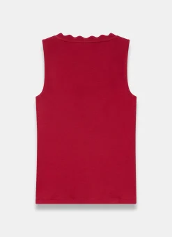 Clearance Scallop Trim Vest Top T-Shirts|T-Shirts