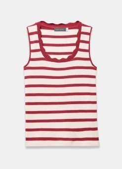 Hot Stripe Scallop Trim Vest T-Shirts|T-Shirts