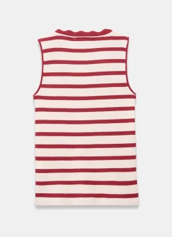 Hot Stripe Scallop Trim Vest T-Shirts|T-Shirts