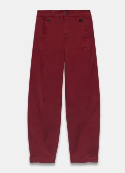 Hot Red Washed Barrel Leg Chino Trousers Trousers