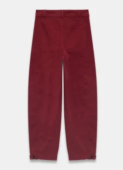 Hot Red Washed Barrel Leg Chino Trousers Trousers