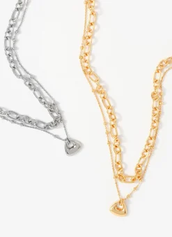 Outlet Tone Double Layered Chain Necklace Jewellery|Jewelry